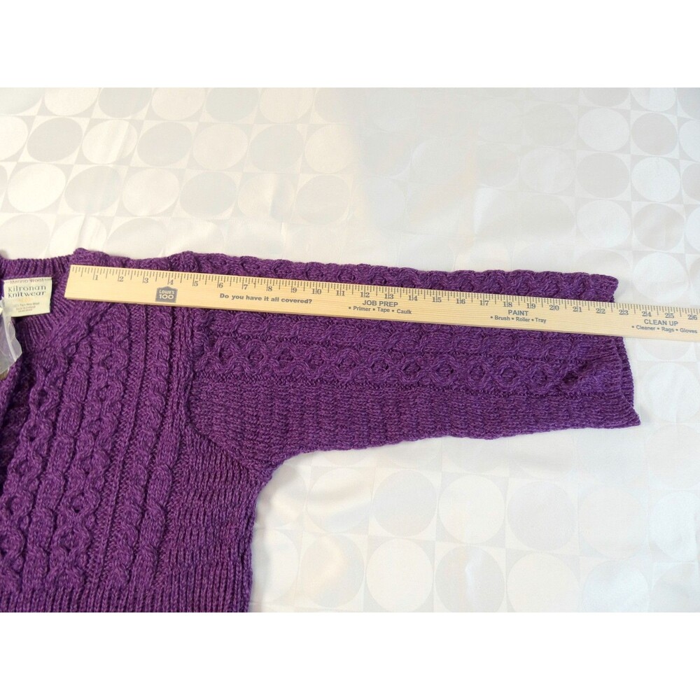 Kilronan Knitwear Women's Cardigan Royal Purple Merio Wool Sweater L NWT - Picture 9 of 11